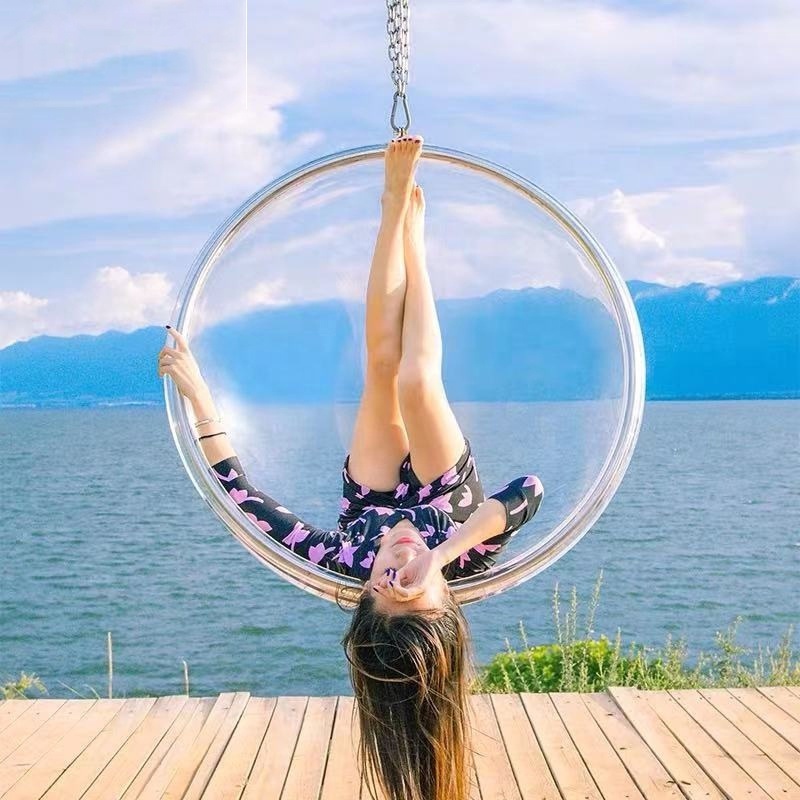 hot sale indoor bedroom living room outdoor patio porch no MOQ funny kids children acrylic ceiling hanging ball swing egg chair