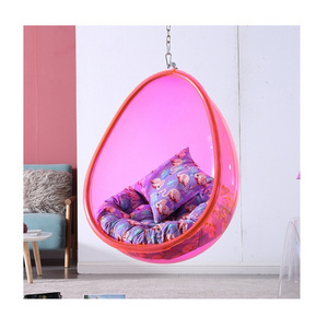 modern living room hotel room funny fancy pink acrylic ball swing egg chair  stands for girl kids children bedroom furniture