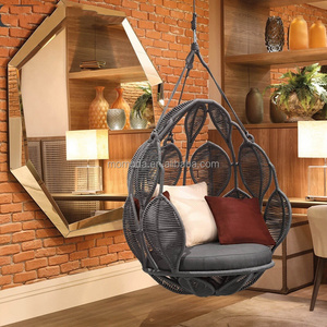 Low Price Swing single seat two seats  Handmade Adult Egg Rattan Patio Swing indoor handing chair