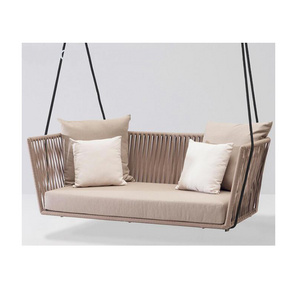 Outdoor Furniture Wicker Swing Sofa Chair Rope Aluminum Hanging Sofa Chair Patio Swings