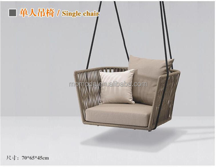 Outdoor Furniture Wicker Swing Sofa Chair Rope Aluminum Hanging Sofa Chair Patio Swings