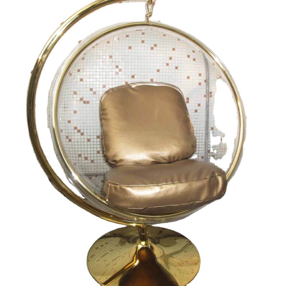 hot sale luxury special design  living room  bedroom gold metal ball bubble egg hanging swing  leisure lounge chair furniture