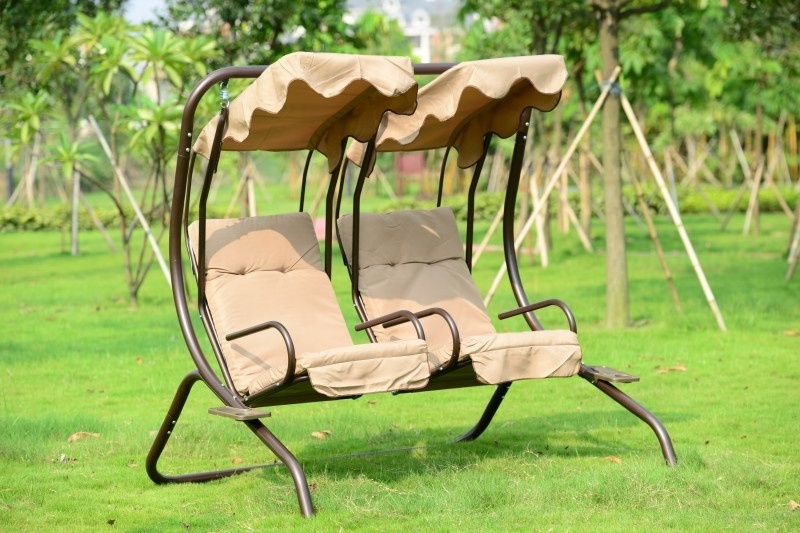 Double Seat Garden  furniture Swing Chair with canopy For Lovers Outdoor  indoor hotel metal Swing for park