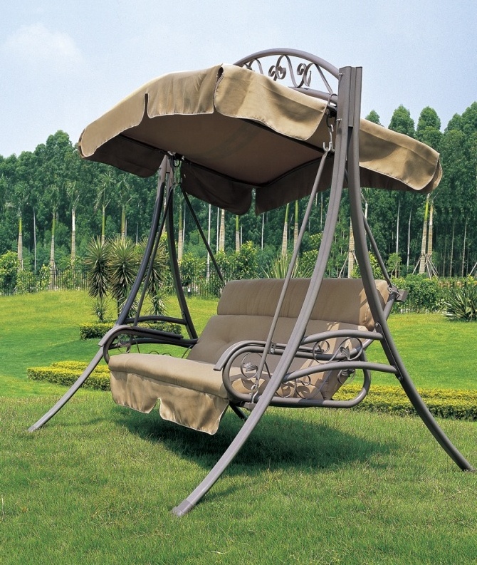 Double Seat Garden  furniture Swing Chair with canopy For Lovers Outdoor  indoor hotel metal Swing for park