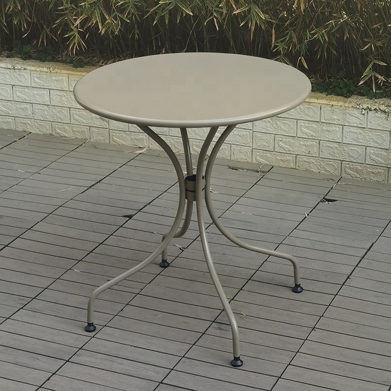 hot sale factory price black metal square round table outdoor restaurant canteen cafe tables with umbrella hole