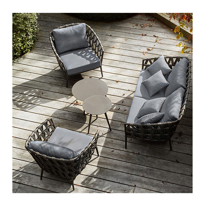 Garden Sofa modern simple Rope Woven Outdoor sofa chair Aluminum Frame patio leisure sofa furniture set