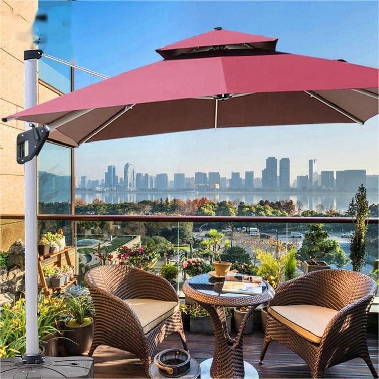 luxury hydraulic auto led restaurant hotel cafe coffee shop outdoor umbrella garden patio sun parasol umbrella and base