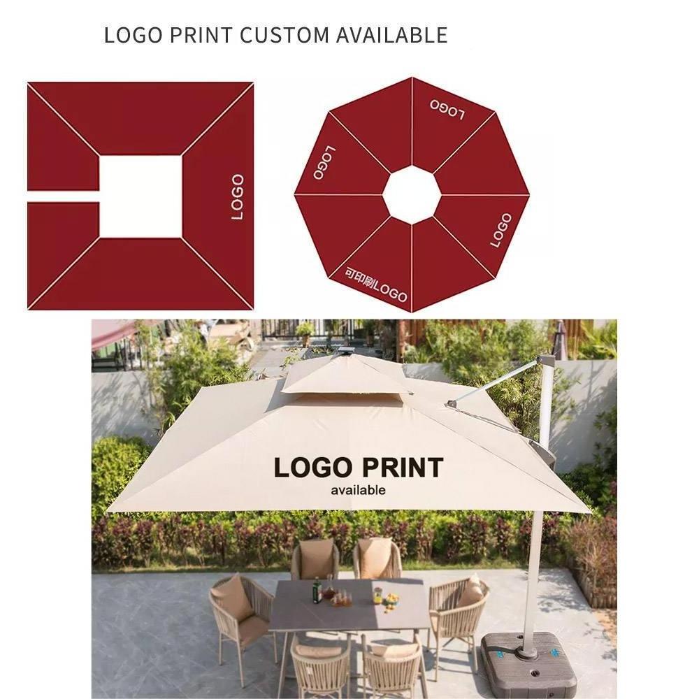 12ft cantilever umbrella solar power umbrella & base led light parasols patio  nature outdoor garden outdoor furniture umbrellas