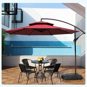 full set Customized led light Outdoor Umbrella Garden Sun Bleach Shaded Cantilever Parasol Patio Umbrella With Bases Parts