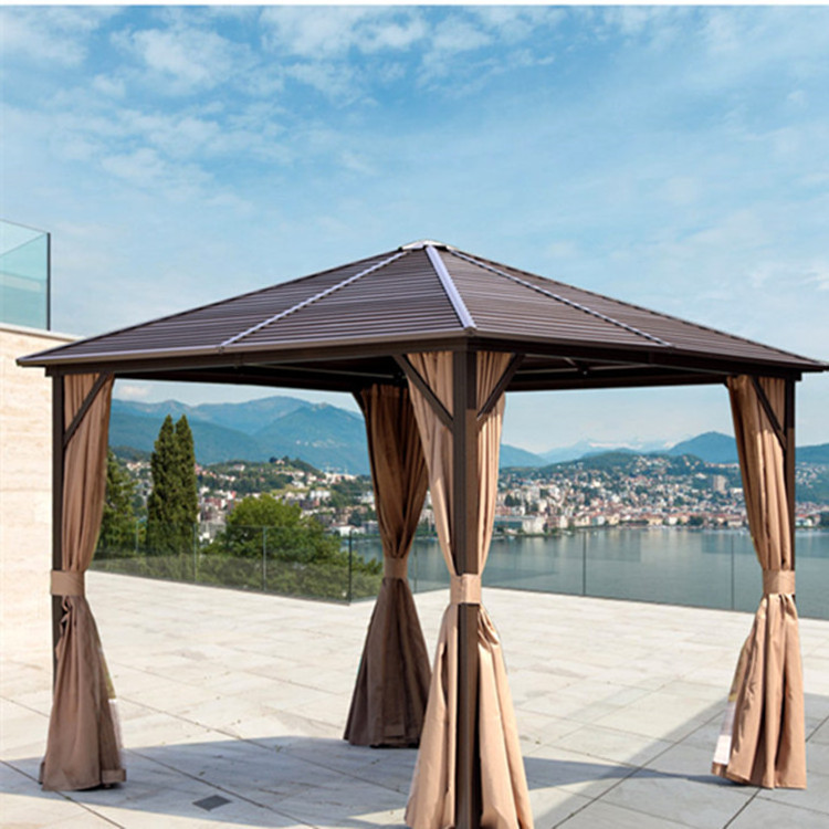 Custom 3x3m Hardtop Aluminum Permanent pavilion pergola metal patio gazebo for outdoor Garden outdoor awning tent