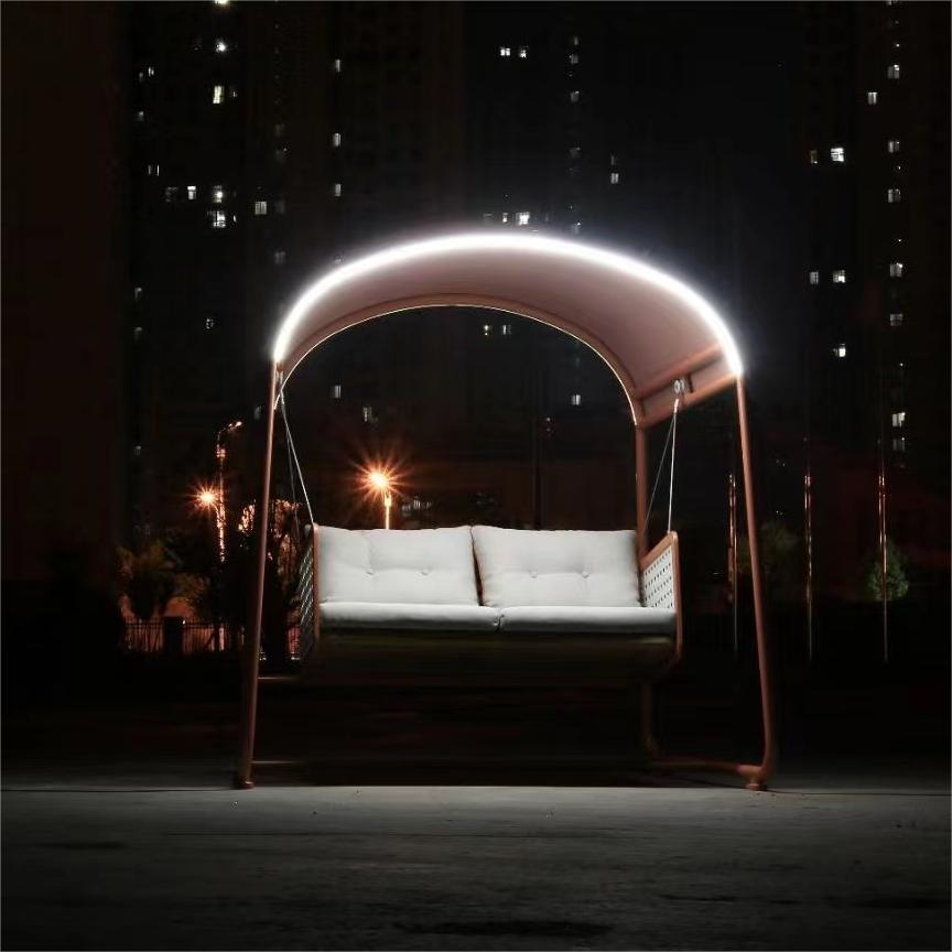 hot sale  luxury two person garden outdoor furniture patio swing with stand  black swings with canopy for villa