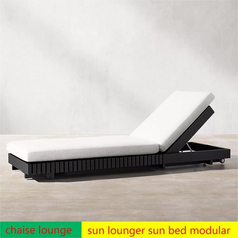 strong metal outdoor sun chaise lounge chairs for swimming pool sun bed with mattress cushion set for beach hotel