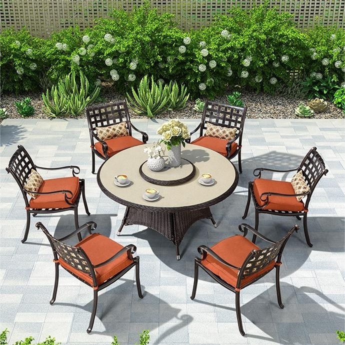 American UK Germany  aluminum small 4 people round outdoor  dining table chairs set wholesale garden patio furniture