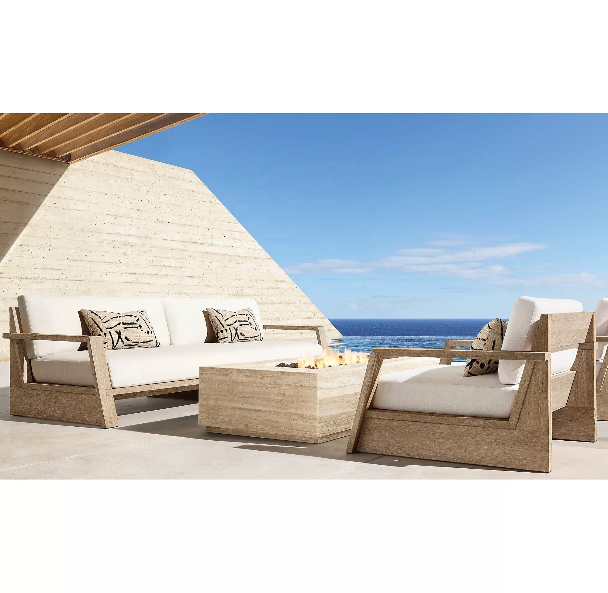 strong solid Teak outdoor garden furniture set Single Seat love seat patio porch sofa luxury couch