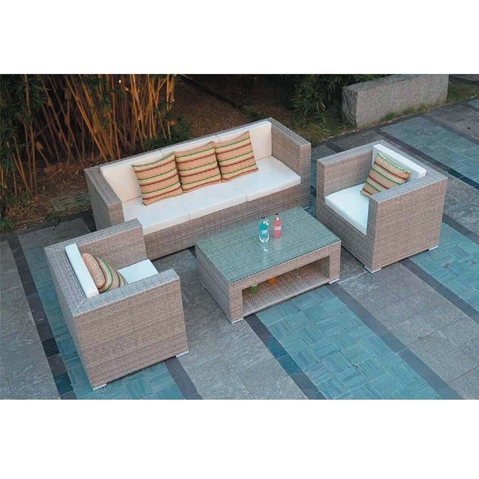 wicker rattan beach sofa Chinese outdoor furniture supplier factory plastic PE rattan patio balcony pool side  garden sofa set