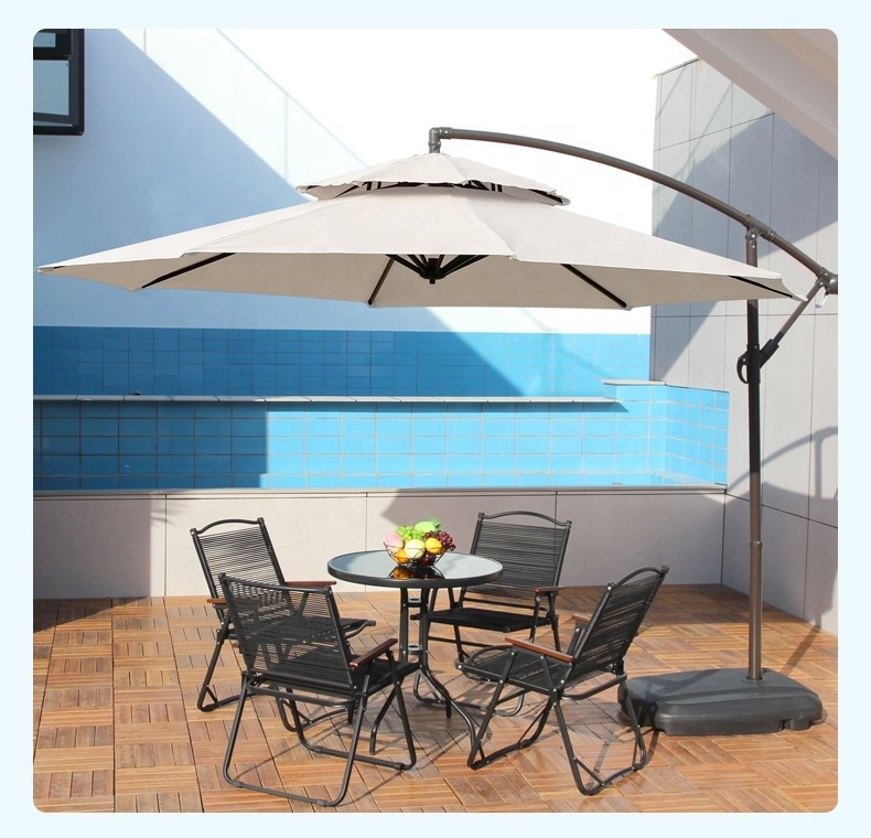 full set Customized led light Outdoor Umbrella Garden Sun Beach Shaded Cantilever Parasol Patio Umbrella With Bases Parts