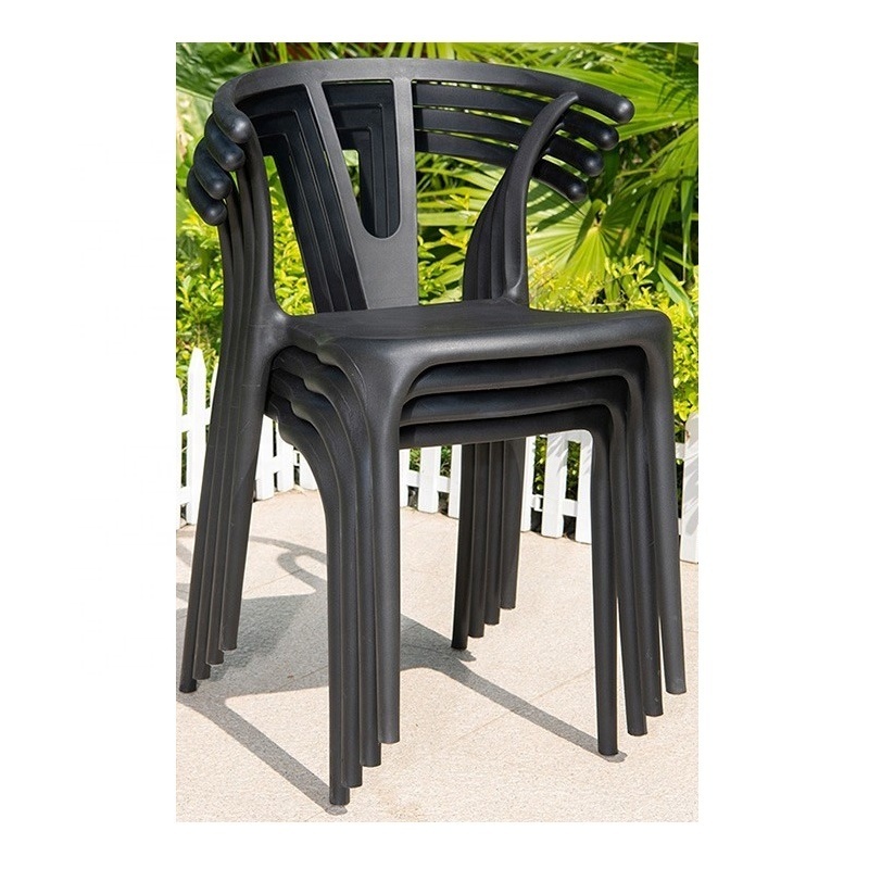 fancy color  Heavy Duty  Outdoor Furniture Garden Cheap Price Modern outdoor garden black stacking plastic arm chair