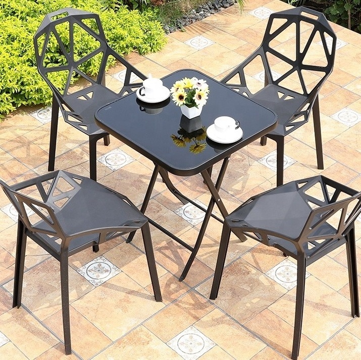 Garden Furniture Folding Table Sets Dining  Chair Armrest Outdoor plastic  Patio 3pcs Garden Set