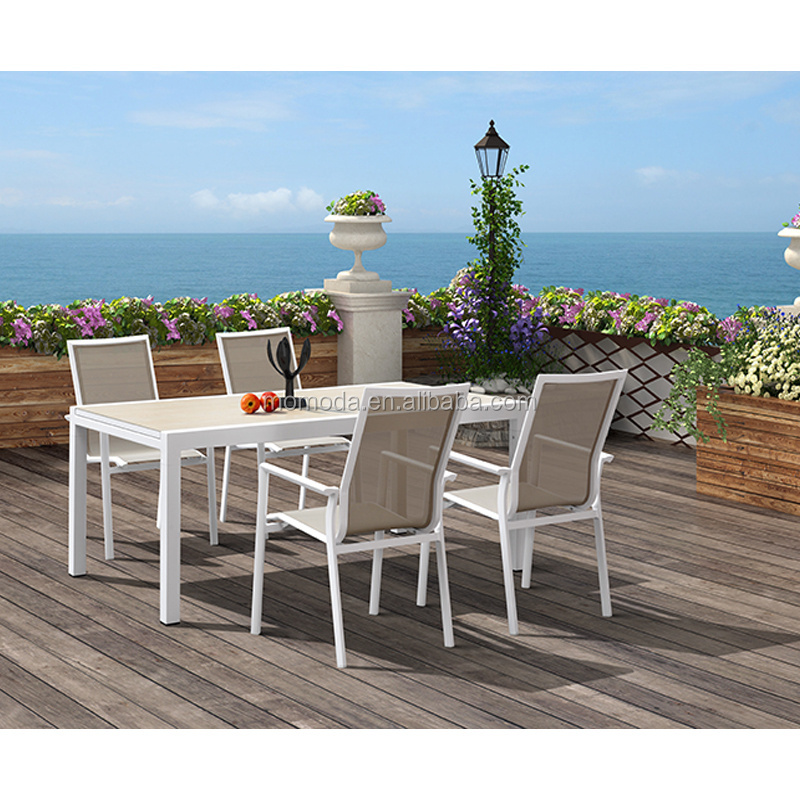 modern dining room set designer aluminium alloy ceramics extension folding outdoor garden  dining table chairs set