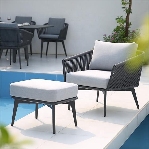 ready to ship full set matching Aluminum Frame leisure sofa lounge chair and dining garden patio terrace outdoor furniture set