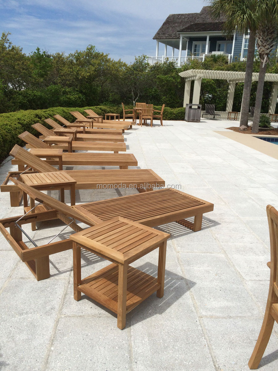 Outdoor Beach swimming pool sun spa teak wood  double size love seat daybed  sun lounge 5 star hotel outdoor furniture