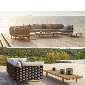 Luxury teak deep seating outdoor furniture sectional sofa Platform Polyester Kettal Outdoor Sofa Garden Rope furniture