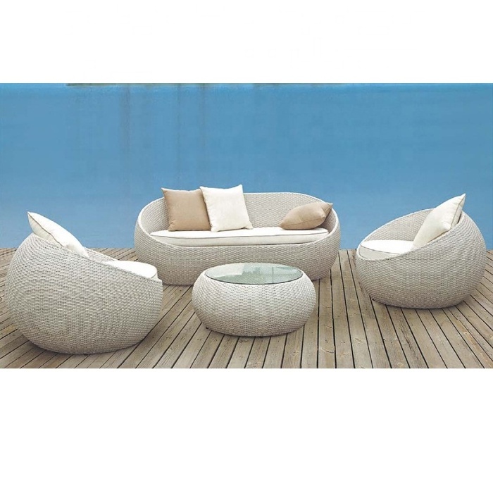 wicker rattan beach sofa Chinese outdoor furniture supplier factory plastic PE rattan patio balcony pool side  garden sofa set