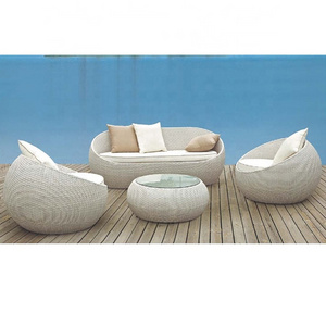 wicker rattan beach sofa Chinese outdoor furniture supplier factory plastic PE rattan patio balcony pool side  garden sofa set