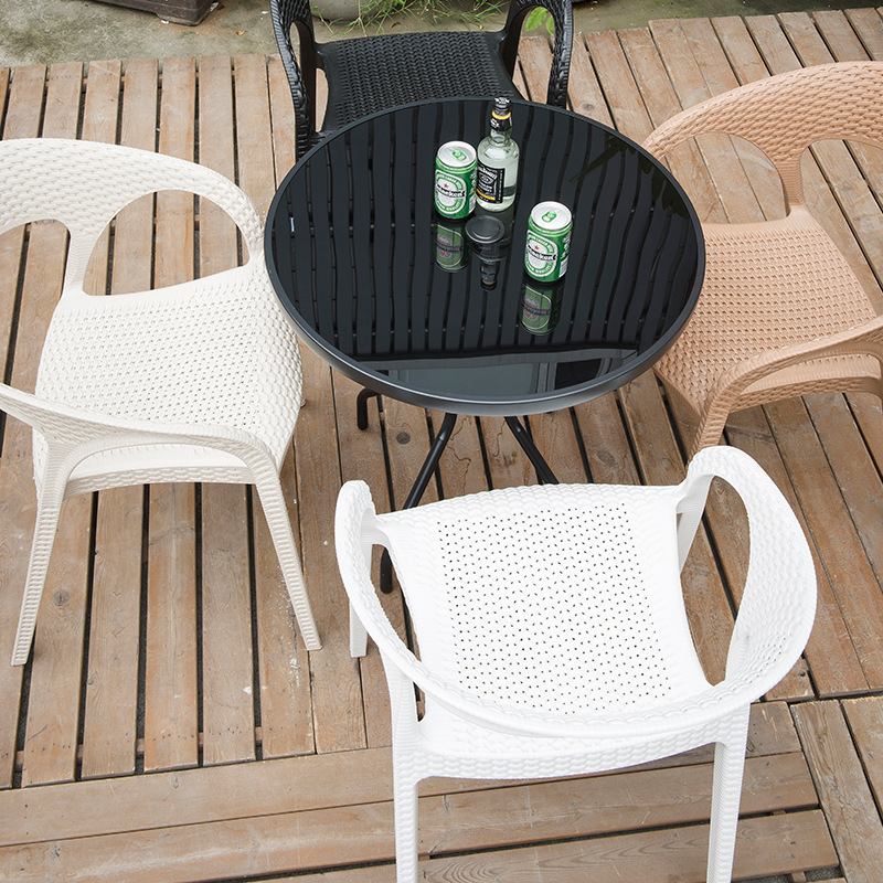 traditional elegant white black outdoor full plastic Rattan Outdoor Patio Furniture Garden Chair For Dining