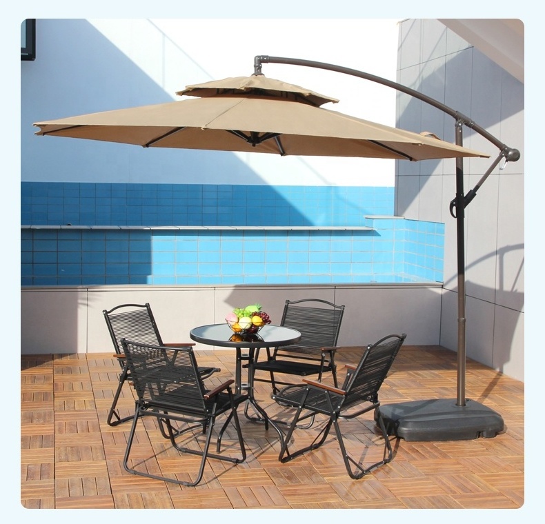 full set Customized led light Outdoor Umbrella Garden Sun Beach Shaded Cantilever Parasol Patio Umbrella With Bases Parts