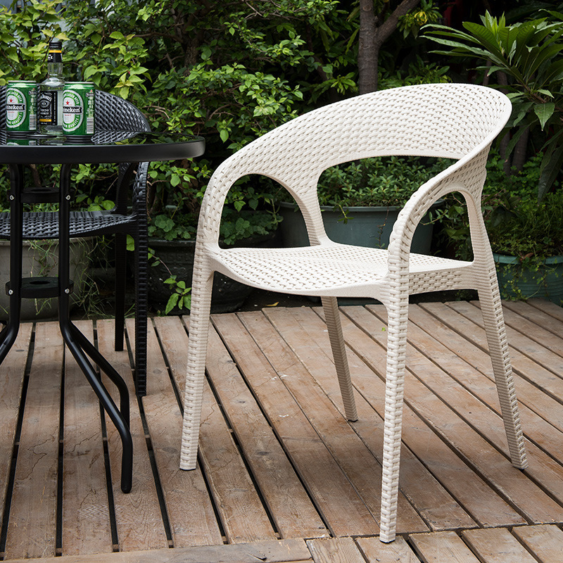 traditional elegant white black outdoor full plastic Rattan Outdoor Patio Furniture Garden Chair For Dining