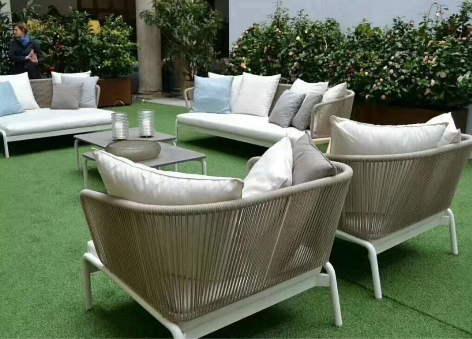 Outdoor garden pool sofa villa courtyard open-air waterproof sun single double three-person sofa tea table modular set