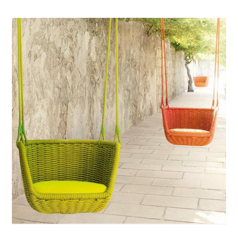 ck933 new arrival Outdoor garden patio balcony furniture colorful rope wicker rattan patio hanging wings fairy swing set