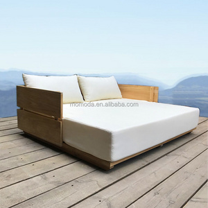 Outdoor Beach swimming pool sun spa teak wood  double size love seat daybed  sun lounge 5 star hotel outdoor furniture