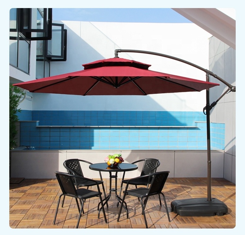 full set Customized led light Outdoor Umbrella Garden Sun Beach Shaded Cantilever Parasol Patio Umbrella With Bases Parts