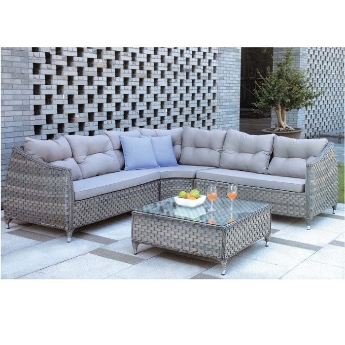 wicker rattan beach sofa Chinese outdoor furniture supplier factory plastic PE rattan patio balcony pool side  garden sofa set