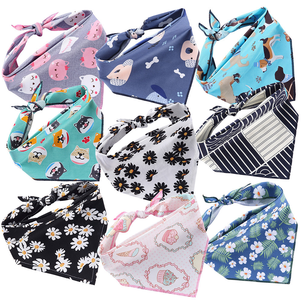 Dog Bandana Small Reversible Styles Pet Triangle Scarf Bibs Soft Washable Dog Kerchief Adjustable Pet Bib Accessories