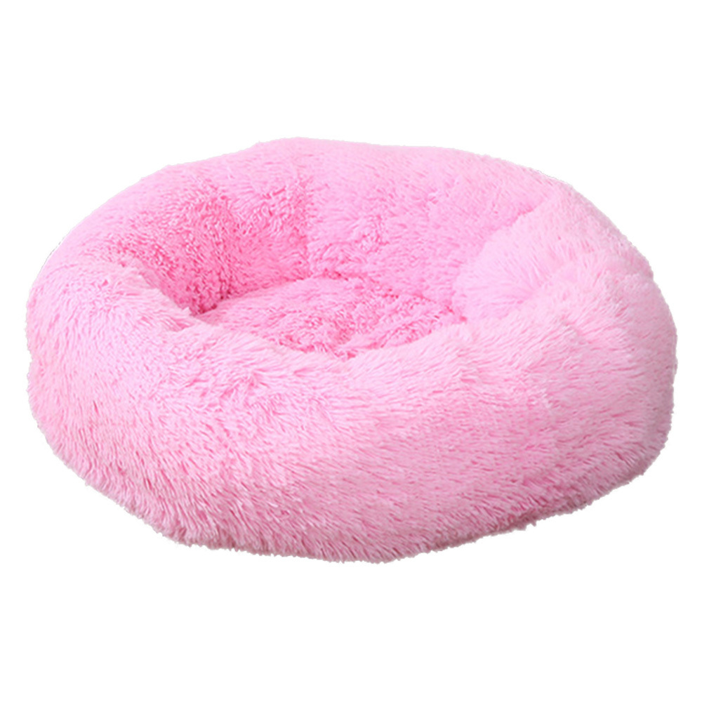 Calming Dog Bed for Small Dog & Cat Washable Plush Round Pet Puppy Bed with Fluffy Faux Fur for Anti Anxiety