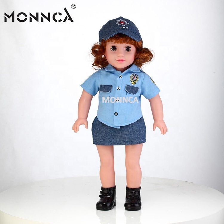 Fashion Beauty Venyl Girl Dolls 18 inch LOQ MOQ Cool Navy Style American Silicone Doll for Kids Gifts