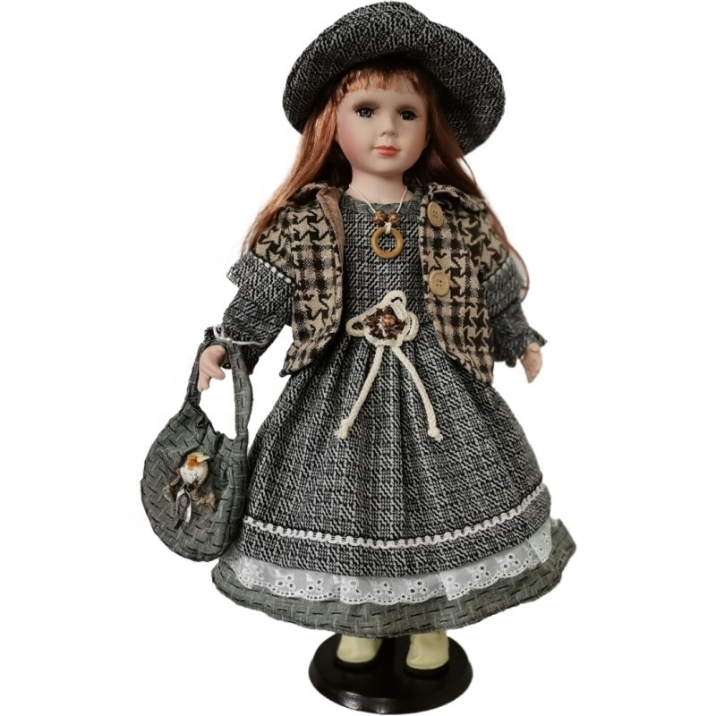 Hot sales 24 inches EU and US style retro decoration country girl ceramic doll collections porcelain dolls