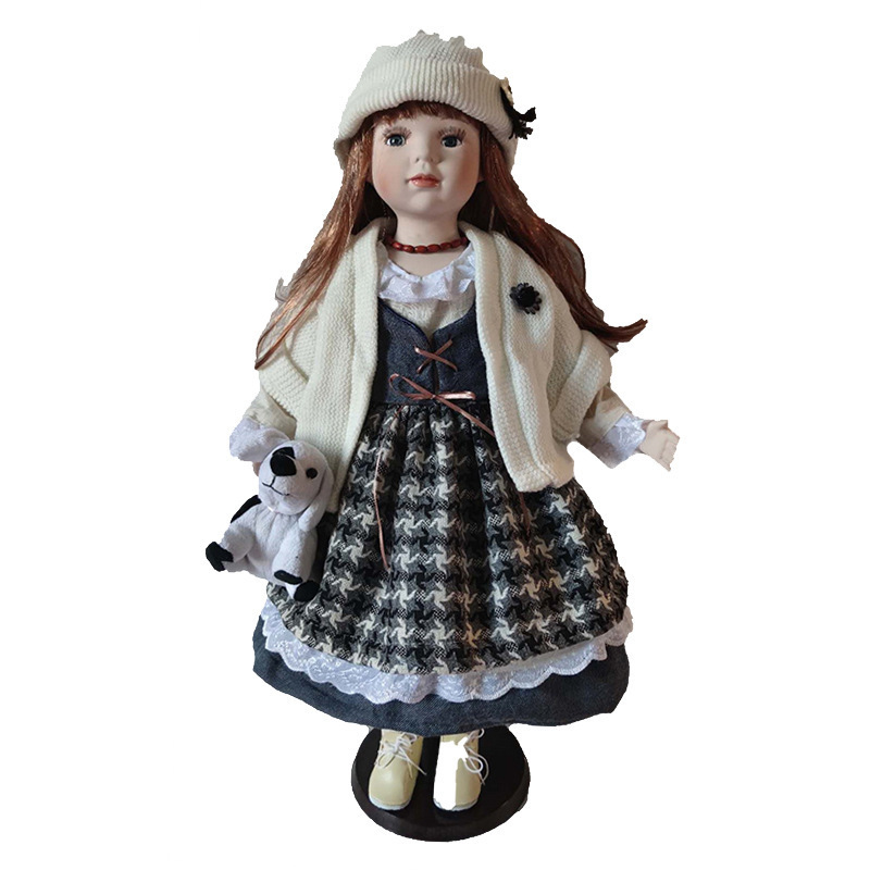 Cheap beautiful collection porcelain doll with dress cheap retro ceramic russian girl doll custom