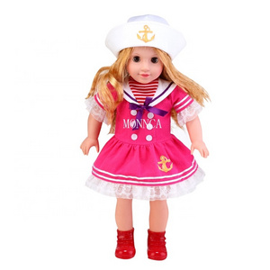 Fashion Beauty Venyl Girl Dolls 18 inch LOQ MOQ Cool Navy Style American Silicone Doll for Kids Gifts