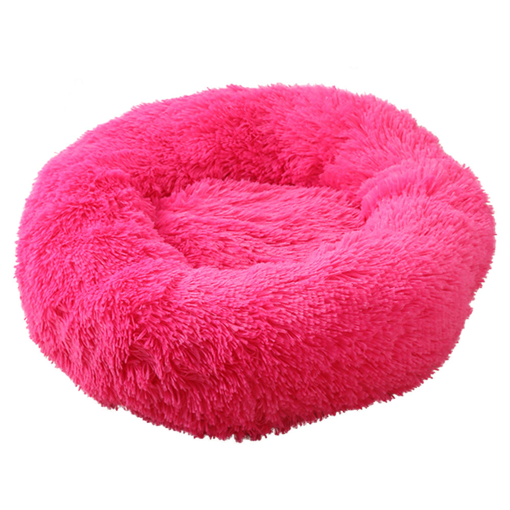 Calming Dog Bed for Small Dog & Cat Washable Plush Round Pet Puppy Bed with Fluffy Faux Fur for Anti Anxiety