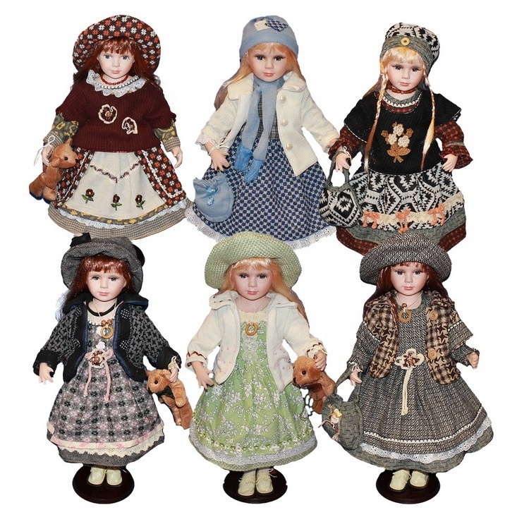 Hot sales 24 inches EU and US style retro decoration country girl ceramic doll collections porcelain dolls