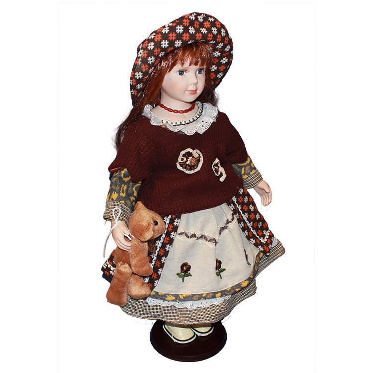 Hot sales 24 inches EU and US style retro decoration country girl ceramic doll collections porcelain dolls