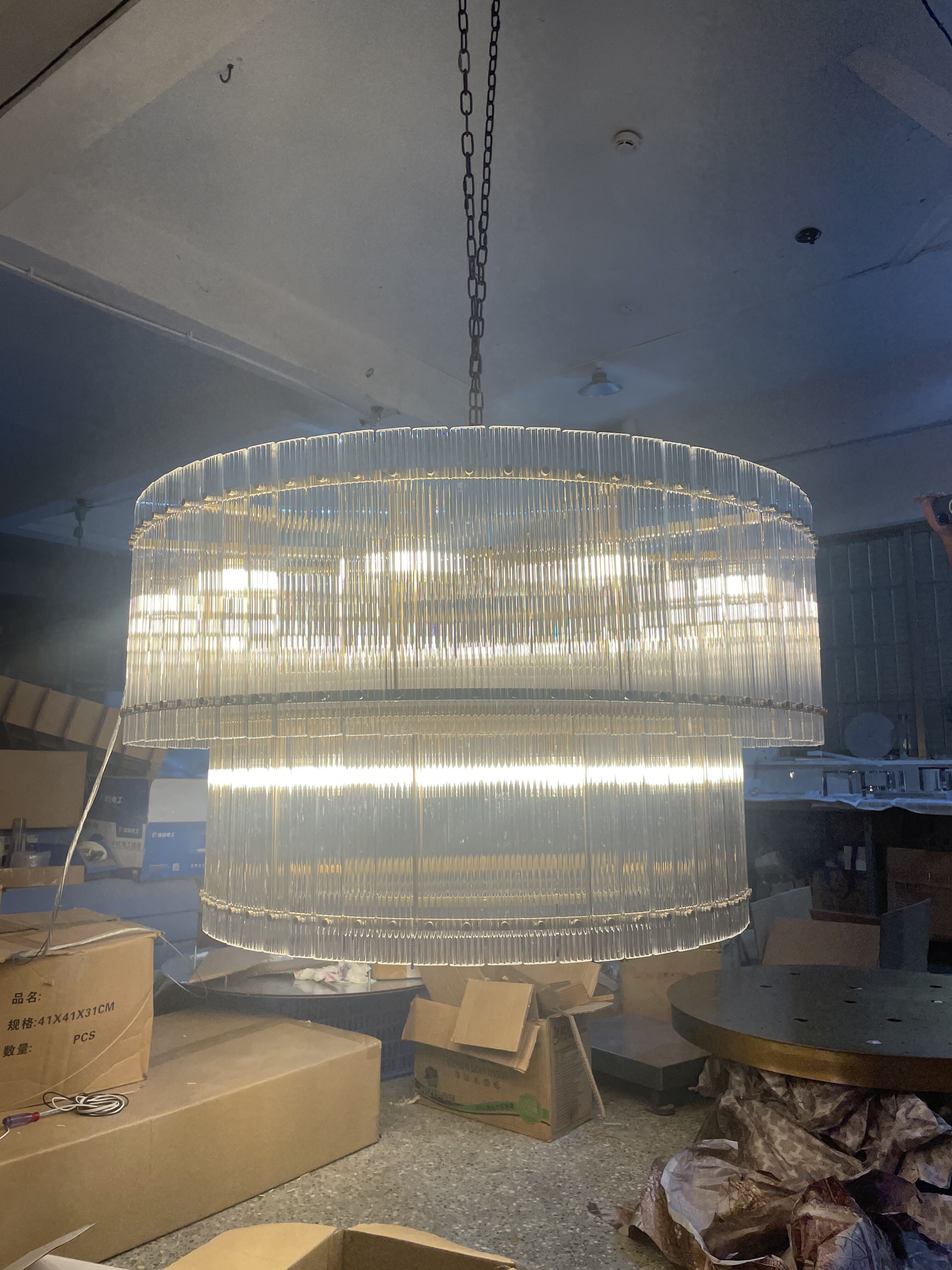 Modern Factory price Entry lamp glass steel chandelier san marco double layer light pendant lighting for master room