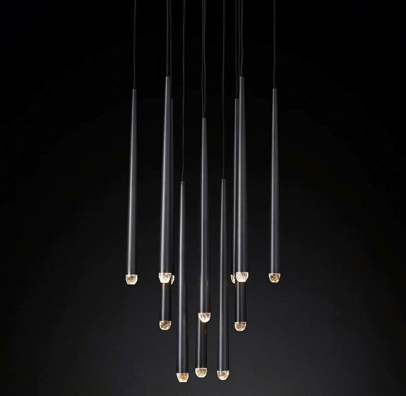 brass tube pendant light LED long drop lamp custom  round staircase chandelier lighting