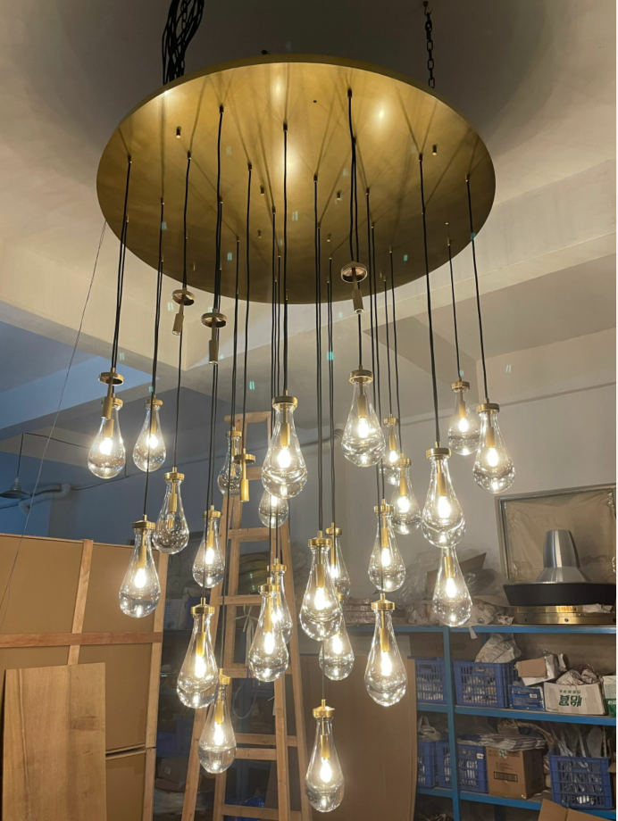 Modern factory price rain chandelier for entry luxury pendant light restoration glass pendant