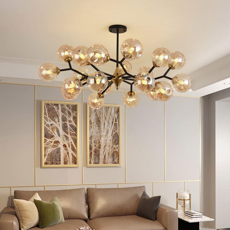 Nordic Luxury Led Chandelier Modern Glass Ball Pendant Lights For Dining Room Kitchen Living Room Bedroom Indoor Light Fixture