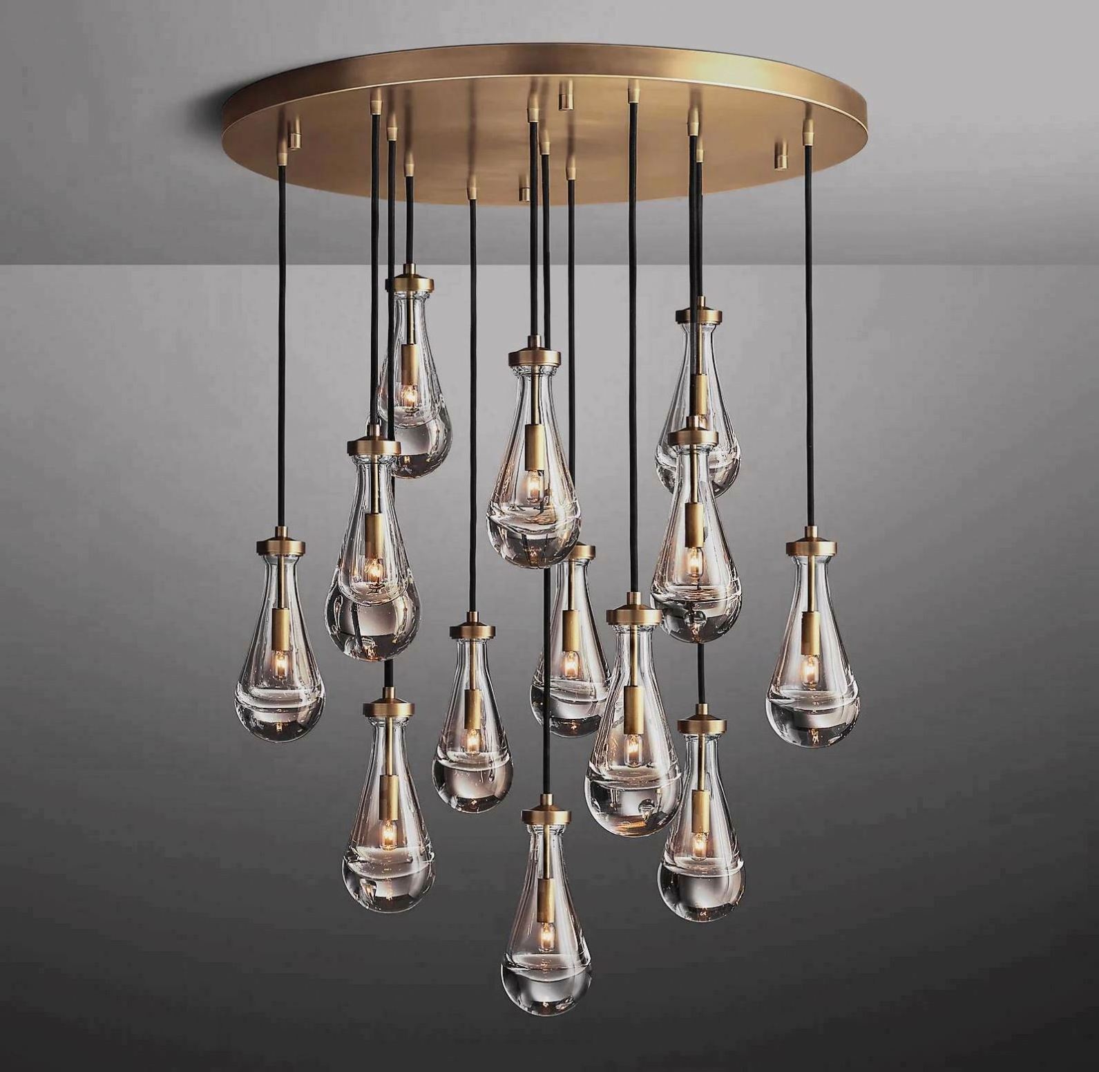 High quality rain pendant light raindrop glass hanging chandelier for high ceiling kitchen island lamp